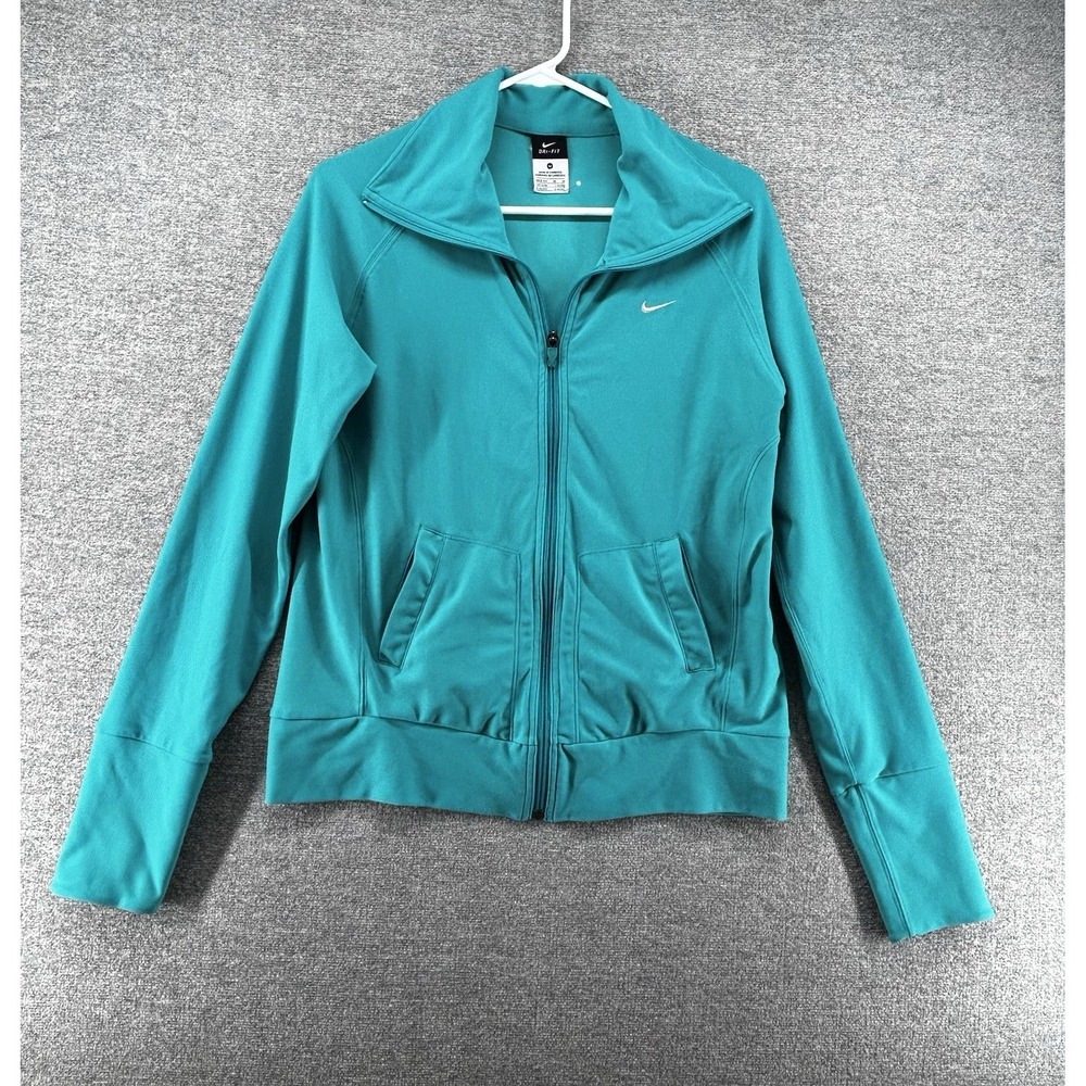 Nike Dri Fit Full Zip‎ Jacket Women Medium Running Activewear Sea Foam
